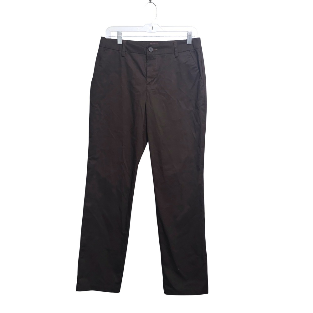 Lee Womens Chocolate Brown Wrinkle Free Straight Leg Chino Pants Workwear Sz 6